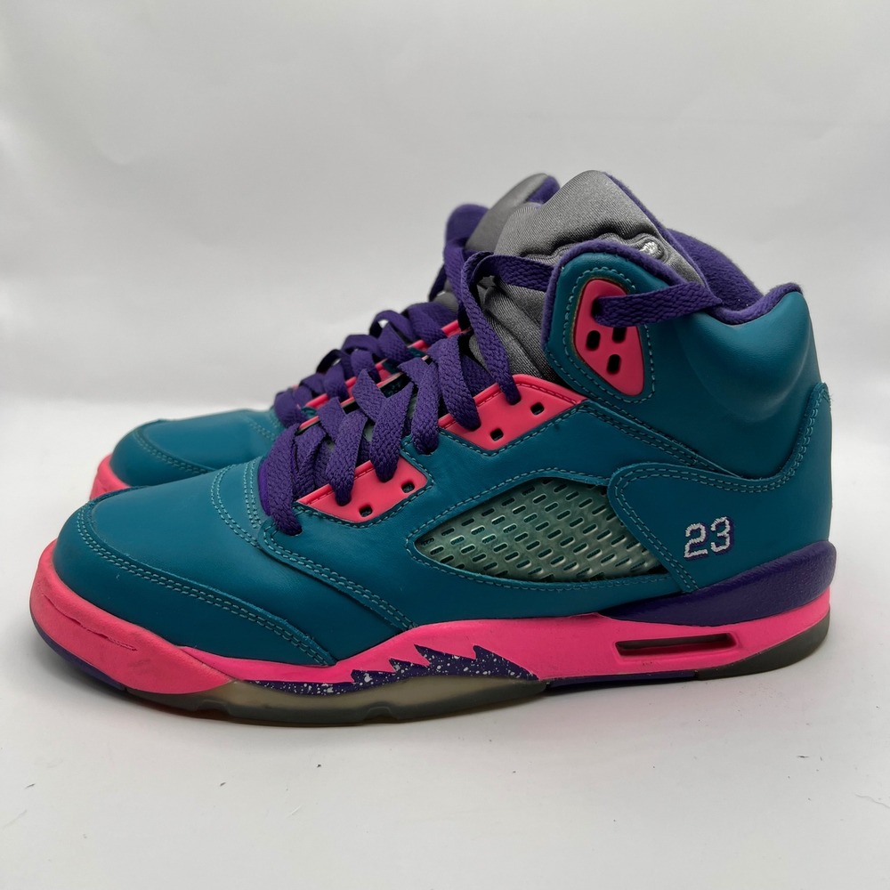 Nike Jordan 5 Retro Tropical Teal Pink Purple Kids Shoes 440892-307 Size 4.5Y